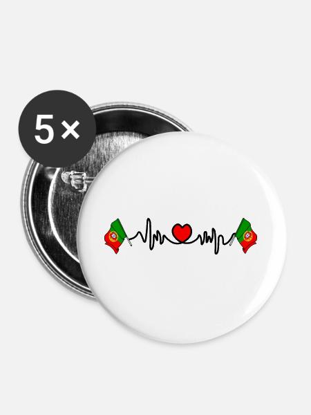 Herzfrequenz-Cardio für Portugal - Buttons groß 56 mm (5er Pack) - Weiß