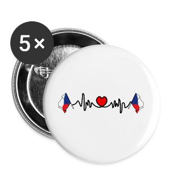 Herzfrequenz-Cardio für Tschechien - Buttons groß 56 mm (5er Pack) - Weiß - Vorne