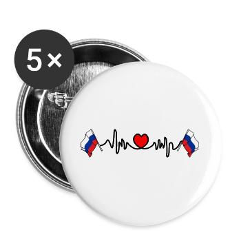 Herzfrequenz-Cardio für Russland - Buttons groß 56 mm (5er Pack) - Weiß - Vorne