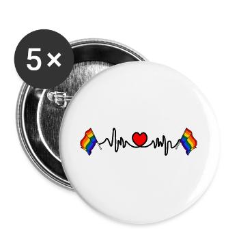 Cardio de fréquence cardiaque pour l’arc-en-ciel - Lot de 5 grands badges (56 mm) - blanc - Devant