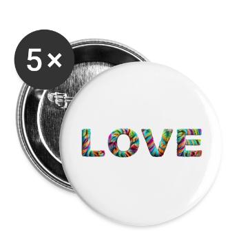 LOVE Zotteliges Fell Bunt - Buttons groß 56 mm (5er Pack) - Weiß - Vorne