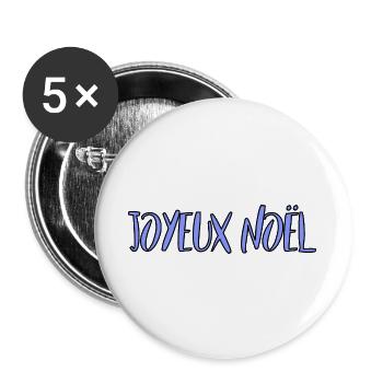 NOËL. ANNEE. ANNIVERSAIRE. RETRAITE. PAPA. MAMAM. - Lot de 5 grands badges (56 mm) - blanc - Devant