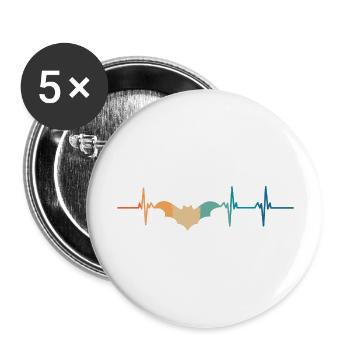Herzschlag der Fledermaus - Buttons groß 56 mm (5er Pack) - Weiß - Vorne