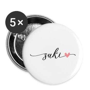 Suki Name Calligraphy Font - Buttons large 2.2''/56 mm (5-pack) - white - Front