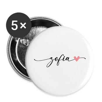Zofia Name Calligraphy Font - Buttons large 2.2''/56 mm (5-pack) - white - Front
