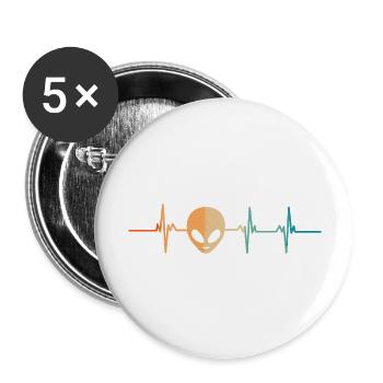 Außerirdischer Herzschlag - Buttons groß 56 mm (5er Pack) - Weiß - Vorne