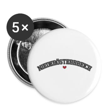 Niederösterreich Herz Schrift - Buttons groß 56 mm (5er Pack) - Weiß - Vorne