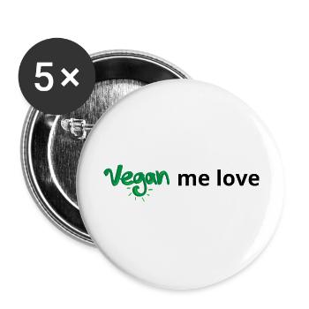 vegan me love - Buttons large 2.2''/56 mm (5-pack) - white - Front