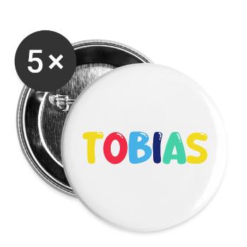 Name - Tobias - Buttons groß 56 mm (5er Pack) - Weiß - Vorne