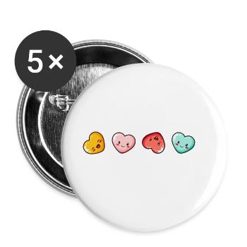 Coeurs Amour Comic Amour - Lot de 5 grands badges (56 mm) - blanc - Devant