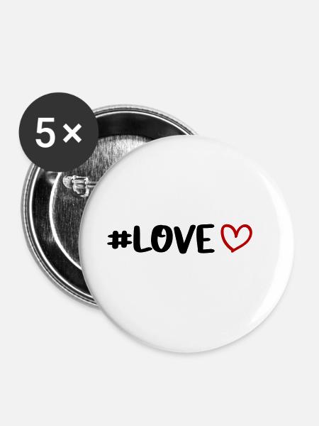 Liebe Herz - Buttons groß 56 mm (5er Pack) - Weiß
