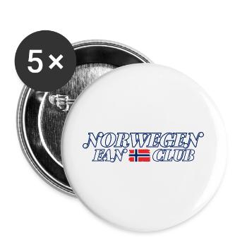 Norwegen Fanclub Schriftzug - Buttons groß 56 mm (5er Pack) - Weiß - Vorne