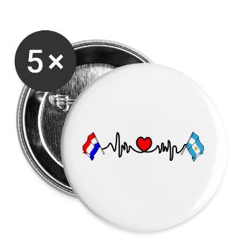 Cardio coeur avec drapeau Pays-Bas, Argentine - Lot de 5 grands badges (56 mm) - blanc - Devant