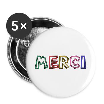 VIELEN DANK. DANKE. VIELEN DANK. JAHRESTAG. GEBURT. - Buttons groß 56 mm (5er Pack) - Weiß - Vorne