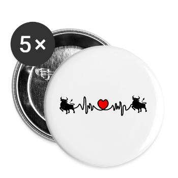 Heart rate cardio Taurus bull - Buttons large 2.2''/56 mm (5-pack) - white - Front