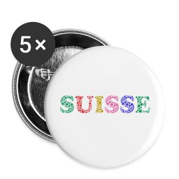 SCHWEIZ. LAND - Buttons groß 56 mm (5er Pack) - Weiß - Vorne