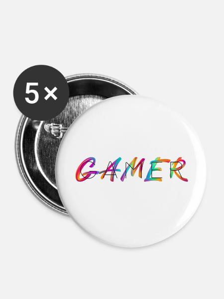 Gamer - Buttons groß 56 mm (5er Pack) - Weiß