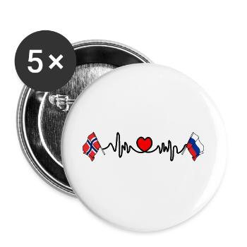 Cardio heart Drapeau Norvège, drapeau Russie - Lot de 5 grands badges (56 mm) - blanc - Devant