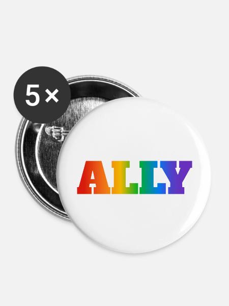 Gay Pride Verbündeter - Buttons groß 56 mm (5er Pack) - Weiß