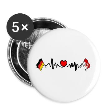 Cardio heart Flag Germany, Brandenburg - Buttons large 2.2''/56 mm (5-pack) - white - Front