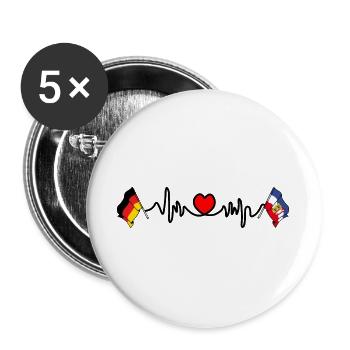 Cardio heart Flag Allemagne, Schleswig Holstein - Lot de 5 grands badges (56 mm) - blanc - Devant