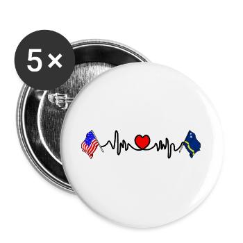 Cardio heart with Flag USA and flag Curacao - Buttons large 2.2''/56 mm (5-pack) - white - Front