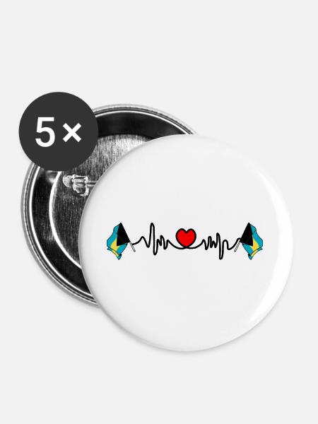 Herzfrequenz-Cardio für Bahamas - Buttons groß 56 mm (5er Pack) - Weiß