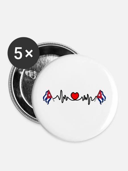 Herzfrequenz-Cardio für Kuba - Buttons groß 56 mm (5er Pack) - Weiß