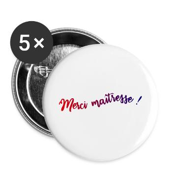 GELIEBTE. VIELEN DANK. DANKE HERRIN. GELIEBTE - Buttons groß 56 mm (5er Pack) - Weiß - Vorne
