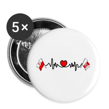 Cardio cardio drapeau Pologne, Poméranie occidentale - Lot de 5 grands badges (56 mm) - blanc - Devant