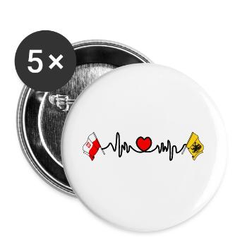 Cardio cardiaque avec drapeau Pologne, Poméranie - Lot de 5 grands badges (56 mm) - blanc - Devant