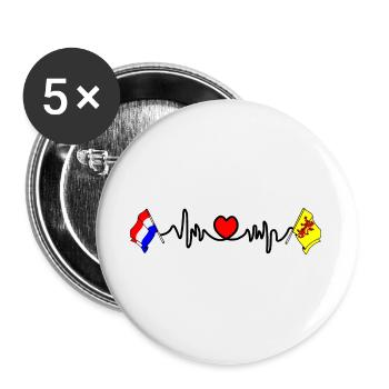 Cardio coeur Drapeau Pays-Bas, Hollande méridionale - Lot de 5 grands badges (56 mm) - blanc - Devant