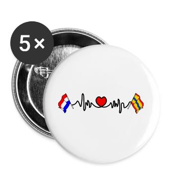 Coeur cardio avec drapeau Pays-Bas, Overijssel - Lot de 5 grands badges (56 mm) - blanc - Devant