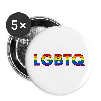 LGBTQ-Regenbogen-Flagge - Buttons groß 56 mm (5er Pack) - Weiß - Vorne