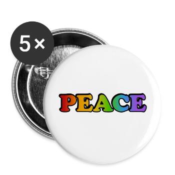 Friedens-Regenbogen - Buttons groß 56 mm (5er Pack) - Weiß - Vorne