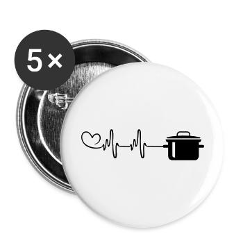 marmite pouls battements de cœur - Lot de 5 grands badges (56 mm) - blanc - Devant