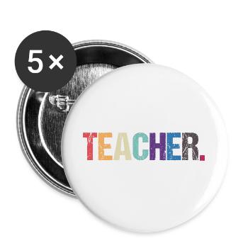 Colorful TEACHER design - Buttons large 2.2''/56 mm (5-pack) - white - Front