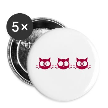 Cat Team 3 Chats Trois amis Équipage Groupe de famille - Lot de 5 grands badges (56 mm) - blanc - Devant