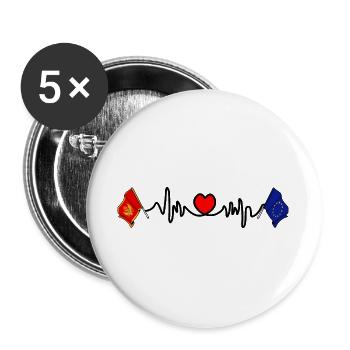 Cardio heart Flag Montenegro, flag Europe - Buttons large 2.2''/56 mm (5-pack) - white - Front