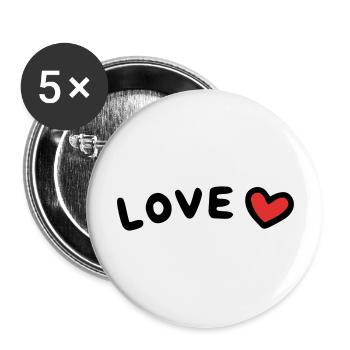 Cœur d’amour - Lot de 5 grands badges (56 mm) - blanc - Devant