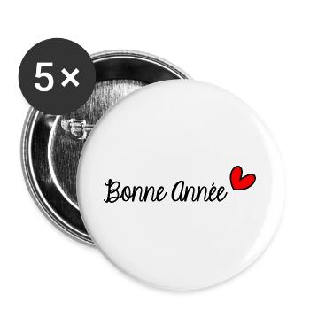 HAPPY NEW YEAR. NEW YEAR'S EVE. NEW YEAR - Buttons large 2.2''/56 mm (5-pack) - white - Front