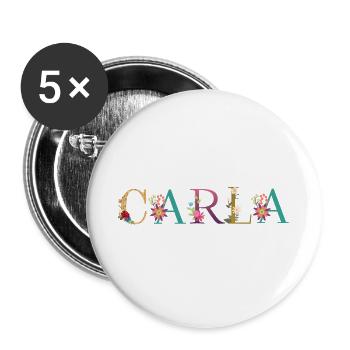 CARLA name adorned with flowers - Buttons large 2.2''/56 mm (5-pack) - white - Front