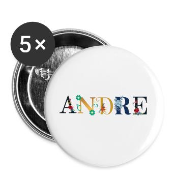 ANDRE Nom Orné de Fleurs - Lot de 5 grands badges (56 mm) - blanc - Devant