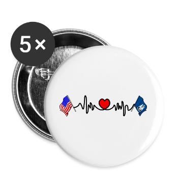 Cardio cardiaque avec drapeau des États-Unis et drapeau de la Lousiane - Lot de 5 grands badges (56 mm) - blanc - Devant