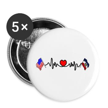 Cardio-Herz mit USA-Flagge und Utah-Flagge - Buttons groß 56 mm (5er Pack) - Weiß - Vorne
