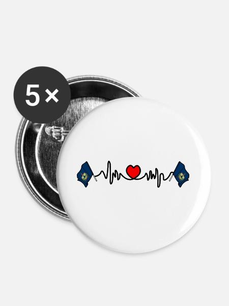 Herzfrequenz-Cardio für Vermont - Buttons groß 56 mm (5er Pack) - Weiß