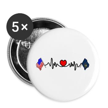 Cardio heart avec drapeau des États-Unis et drapeau de la Pennsylvanie - Lot de 5 grands badges (56 mm) - blanc - Devant