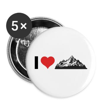 I love Mountains - Hiking Sports Design - Buttons large 2.2''/56 mm (5-pack) - white - Front