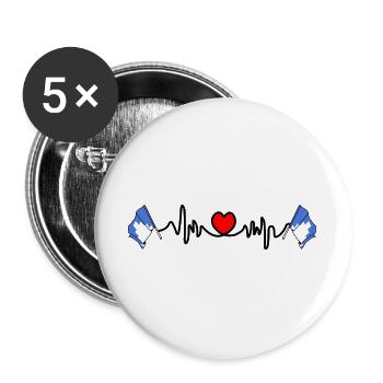 Cardio de fréquence cardiaque avec deux drapeaux d’Akershus - Lot de 5 grands badges (56 mm) - blanc - Devant