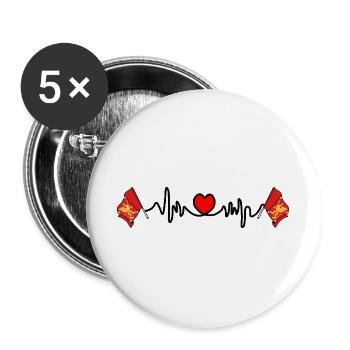 Östergötland Herzschlag Liebe - Buttons groß 56 mm (5er Pack) - Weiß - Vorne